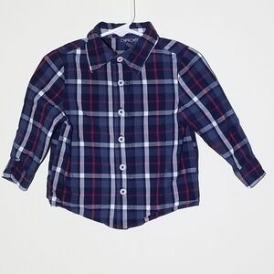 Cherokee Plaid Button Down Polo 12m